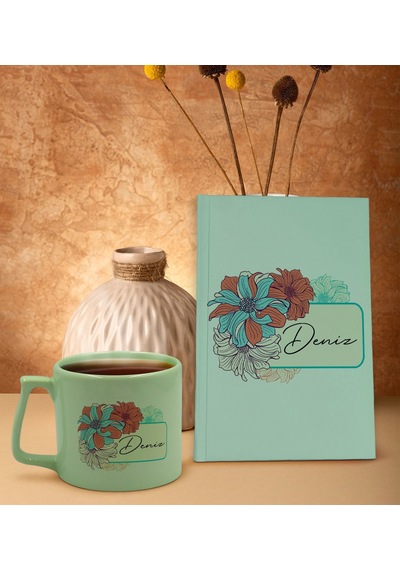 Bk Gift Kişiye Özel İsimli Yeşil Sert Kapaklı Defter Ve Middle Kupa Seti, Arkadaşa Hediye, Yeni İş Hediyesi, Doğum Günü Hediyesi-21 Bitmeyen129486 Bk Gift