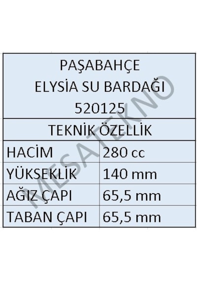 Paşabahçe 520125 Elysia Su Meşrubat Bardağı 280 CC - 12 Adet