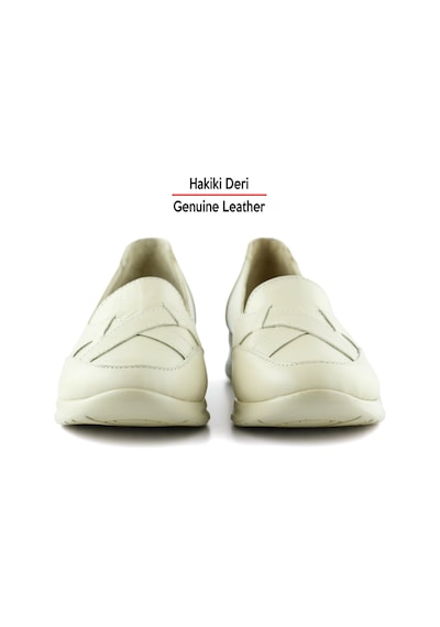 Erkan Saçmacı Mammina Bej Hakiki Deri Çapraz Bant Detaylı Slip-on Günlük Ayakkabı Bej