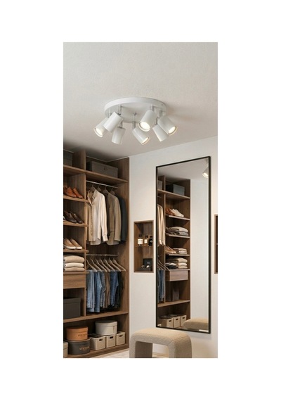 7 Li Gu10 Led Spot Avize Beyaz Gövde Krom Detay Modern Tavan Led Os Ram Led Ampül Tasarruflu Siyah