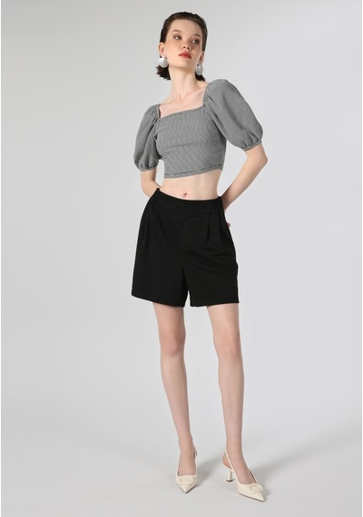 Colins Slim Fit Kare Yaka Kadın Siyah Kısa Kol Tişört Cl1063345 Q1.v1 Blk SIYAH