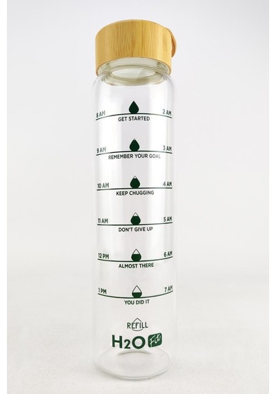 Digithome H2O Fit Bambu Kapaklı Cam Matara 1 L - H2O75992 C1-1-18