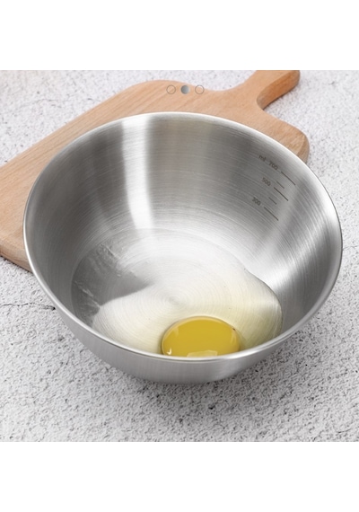 Qerhome 2'li Paslanmaz Çelik Inox Karıştırma Kabı 1800-3300 Ml 23-27 Cm Gümüş