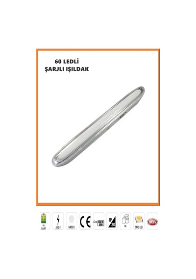 Şarjlı Işıldak 60 Ledli 6W Tuna Şarjlı Led Işıldak Kamp Lambası Beyaz
