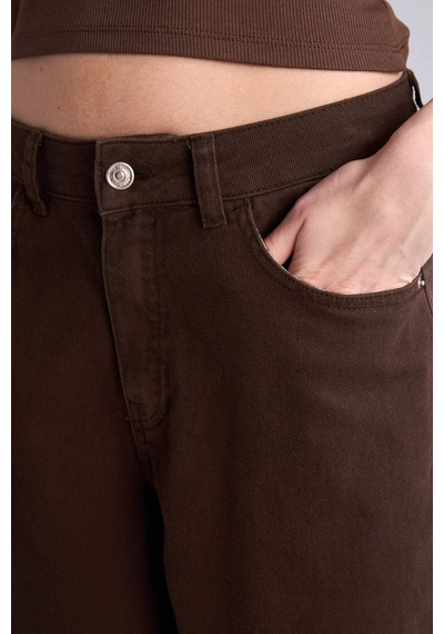 Defacto Normal Bel Kısa Paça Gabardin Bermuda F3133ax26smbn614 Kahve-bn614