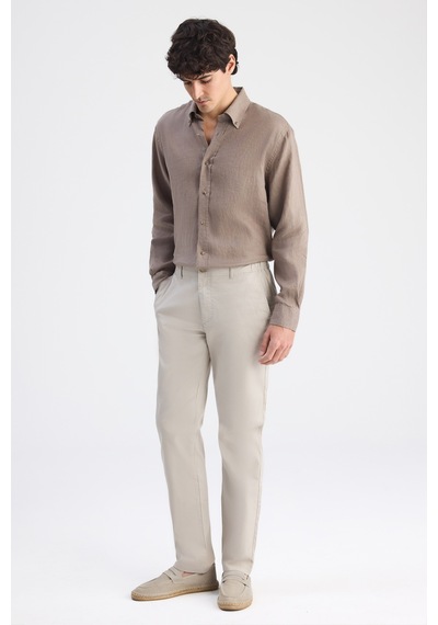 D's Damat Ds Damat Relaxed Fit Pilesiz Bej Gabardin Chino Pantolon 6hcc3ı303777m