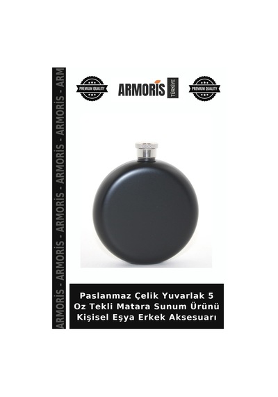Paslanmaz Çelik Yuvarlak 5 Oz Tekli Matara Sunum Ürünü Kişisel Eşya Erkek Aksesuarı Metal