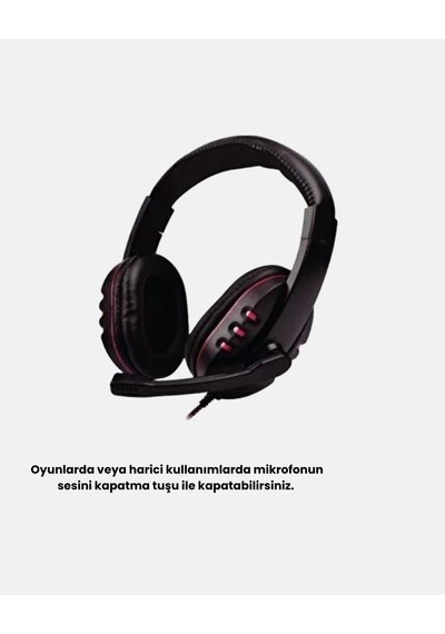 Rahat Ve Dayanıklı Mikrofonlu Oyun Kulaklığı Stereo Ses, Ayarlanabilir Kafa Bandı Najmaddin