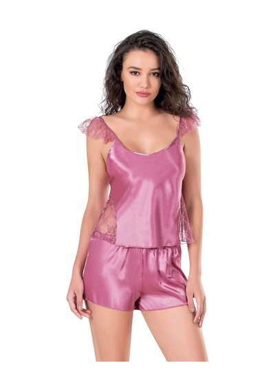 Primoda Willike Gül Kurusu Saten Babydoll Şort Takımı Gül Kurusu