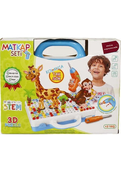 Oyuncak Eğitici Matkap 3D Hayvan Aksesuarlı 340 Parça  Süper Set