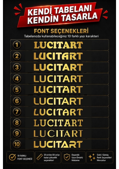 Alucor Kişiye Özel Aynalı Harf Tabela Gold / Gümüş Alucor Harf 20-50 Cm Hazır Şablonlu Kolay Montaj Ofis, İş Yeri Ve Kapı Tabelası Gümüş