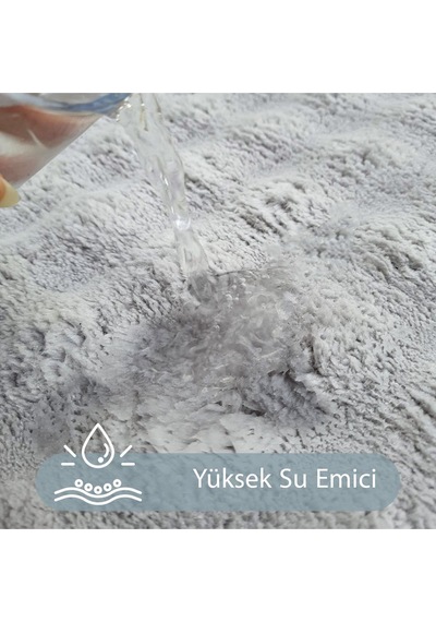 Bubble Gri Büyük Banyolar İçin 2'li Banyo Paspas Seti Kaymaz Tabanlı Yıkanablir Klozet Takımı Gri