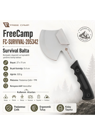 Freecamp Fc-survıval-205342 Paslanmaz Çelik Survival Balta Çok Renkli
