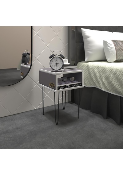 Kenzlife Komodin Ortense Gri Komidin 44 29 29 Metal Ayaklı Orta Zigon Sehpa Minik Boy M Cordoba