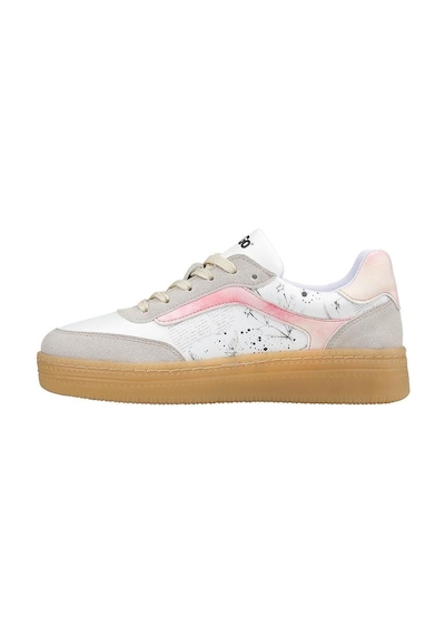 Kadın Vegan Deri Beyaz Sneakers - Botanical Notes Tasarım Çok Renkli