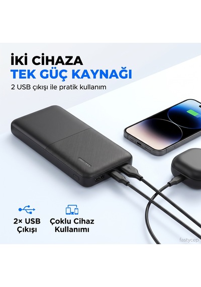 Buradabulabilirsin Snapmax Snp-3008 Siyah 10.000 Mah Powerbank 2x Usb Çıkışlı 1 Type-c Ve 1 Micro Girişli Bbz