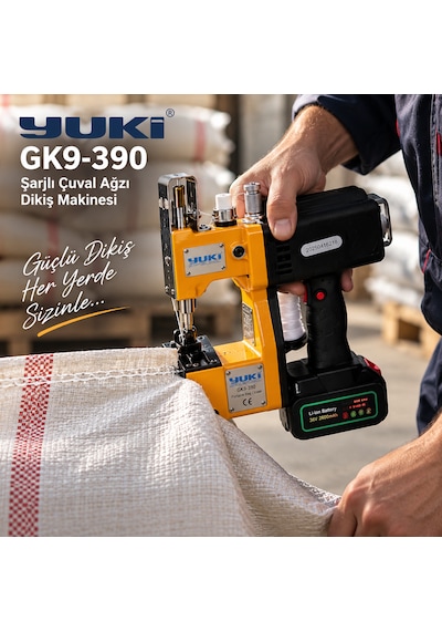Yuki Çuval Ağzı Dikiş Makinesi Taşınabilir Şarjlı Batarya Gk9-390 2600 Mah 50 Hz / 60 Hz