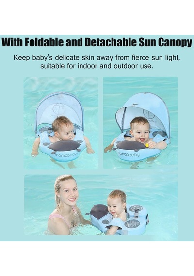 Sarı Mambobaby Sevimli Bebek Yüzme Şamandırası Şişme Olmayan Bebek Yüzme Şamandırası Yumuşak Su Geçirmez Cilt Dostu With Canopy Sarı