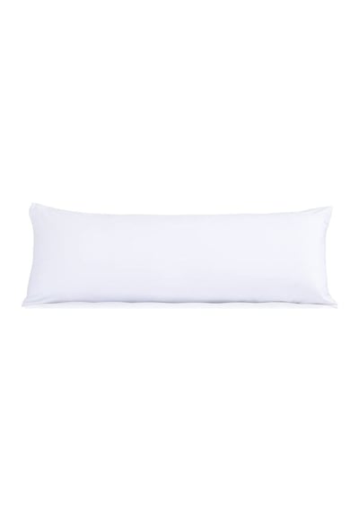 Dolgulu Uzun Yastık 1. Kalite Boncuk Silikon Dolgulu 50x135 Cm Pamuklu Kılıf Beyaz