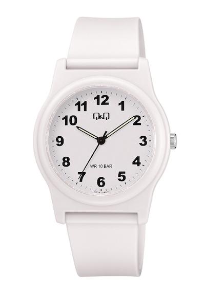 Q&q G22a016vy Beyaz Bold Rakamlı Silikon Kordonlu 38 Mm Su Geçirmez Unisex Kol Saati