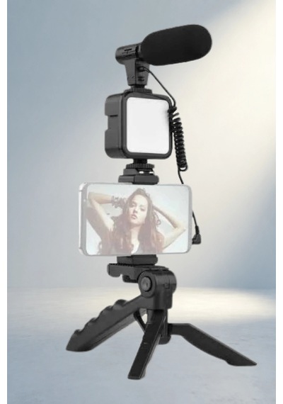 Kumandalı Mikrofonlu Tripod Telefon Tutucu Ve Led Işık Seti -