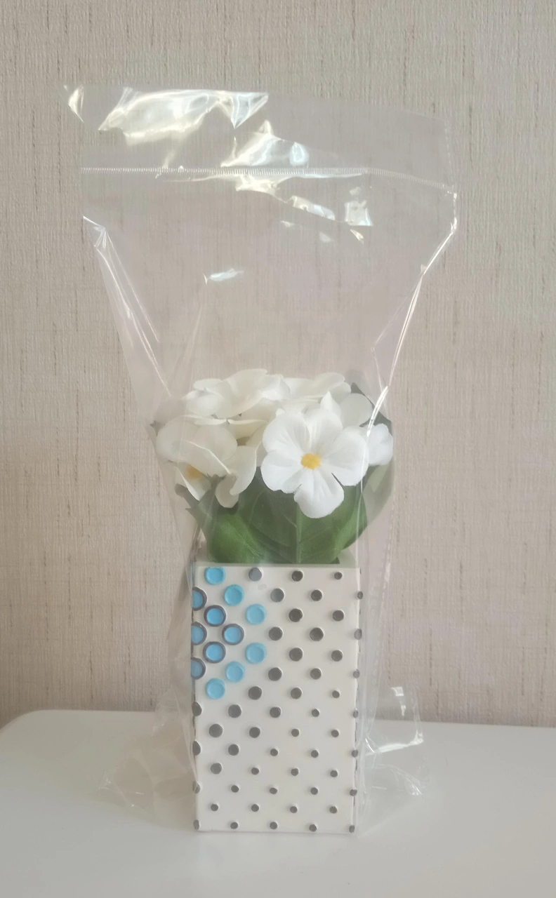 2 Adet Vazo Dahil,vazoda Çiçek,beyaz Yapay Çiçek,vazo Dekoratif Puanlı Poliresin 6x6x15cm Çok Renkli