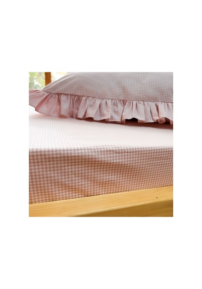 Country Ruffled Tek Kişilik Çarşaf Seti Pembe Pötikareli