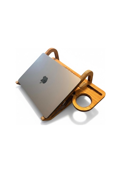 Ahşap Dekoratif Laptop Standı Ergonomik Düzenleyici Organizer