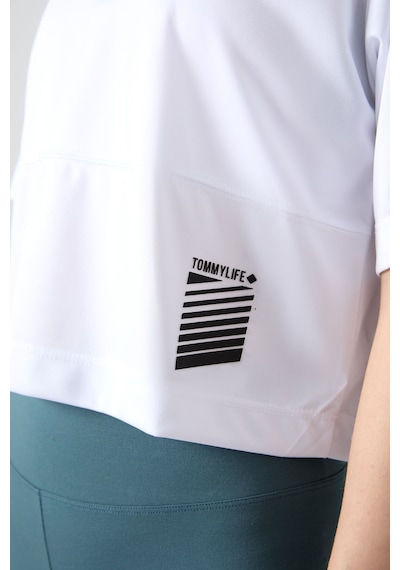 Tommy Life Beyaz Polyester Nefes Alan Dokulu İnce Esnek Oversize Fit Performans Kadın T-shirt - 97284 Beyaz