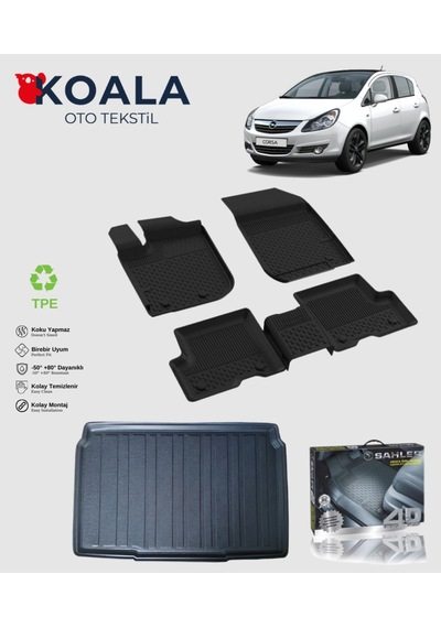 Opel Corsa D 2006-2013 Uyumlu Paspas + Bagaj Havuz Seti