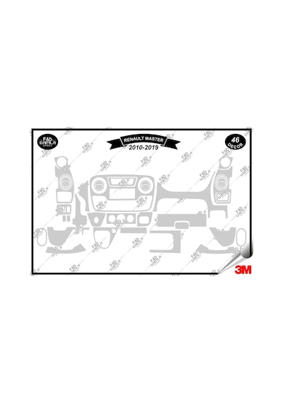 Renault Master 3 2010-2019 Torpido Konsol Trim Göğüs Maun Kaplama Set 46 Parça Gümüş