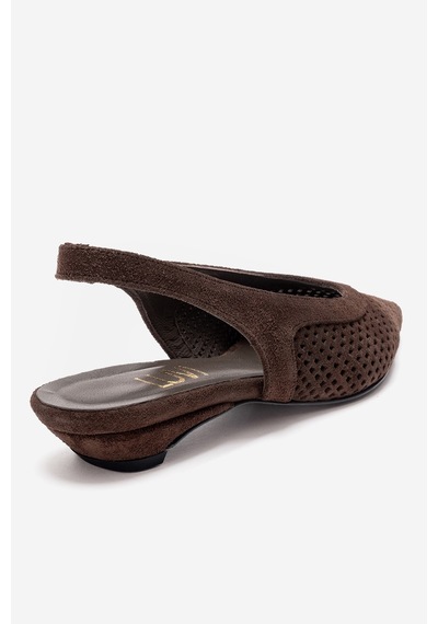 Luvishoes Lıeve Kahverengi Süet Hakiki Deri Kadın Alçak Topuklu Ayakkabı Kahverengi
