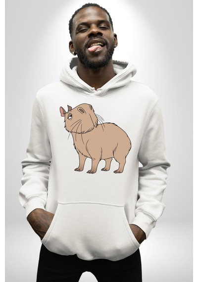 Chispi Kadın Erkek Beyaz Kapüşonlu Sweatshirt Hoodie Beyaz