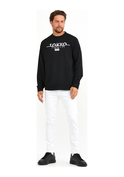 Erkek Bisiklet Yaka Regular Fit Tokyo Basklı Sweatshirt Spr22sw1 001
