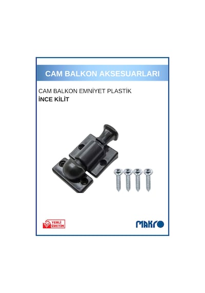 Cam Balkon Kilidi İnce Plastik Cam Balkon Emniyet Kilidi Siyah
