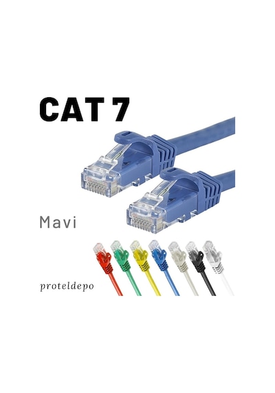 IRENIS CAT7 Kablo Ethernet Network Lan Ağ Kablosu 3 mt Mavi