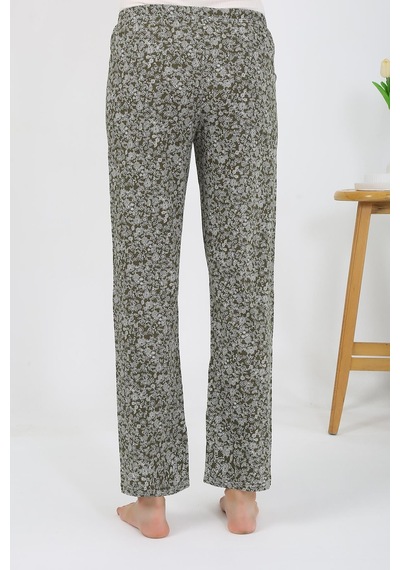 Akbeniz Kadın Penye Desenli Tek Alt Pijama 27533 Haki