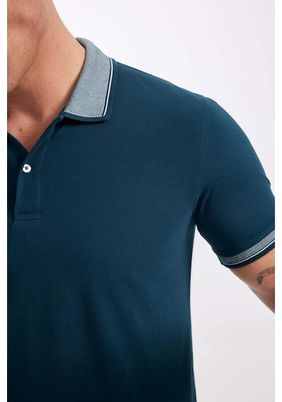 Defacto Slim Fit Dar Kesim Polo Yaka Kısa Kollu Pamuklu Tişört D0033AXNS Yeşil