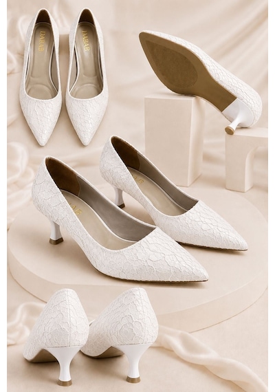 Dabab Shoes Leyla Kadın Beyaz Sivri Burun Dantel Desenli 5 Cm İnce Topuklu Stiletto Ayakkabı Dabab Shoes Leyla Kadın Beyaz Sivri Burun Dantel Desenli 5 Cm İnce Topuklu Stiletto Ayakkabı