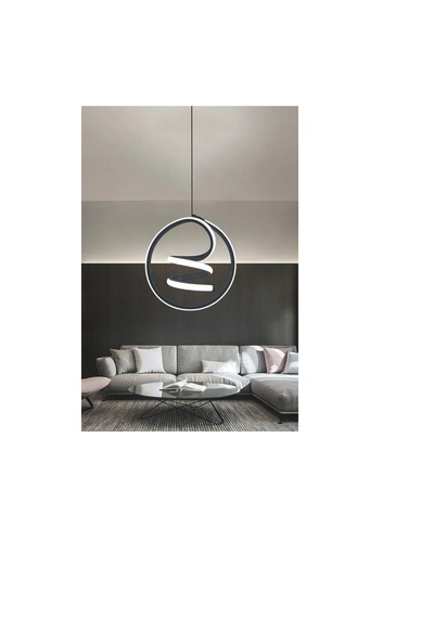 Helezon Modern Tekli Sarkıt Led Avize Antre - - Beyaz Işık / Siyah Siyah