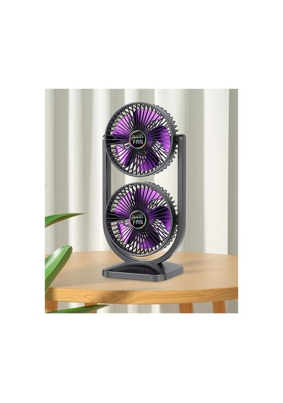 Şarjlı Masaüstü Çiftli Vantilatör Mini Serinletici Fan