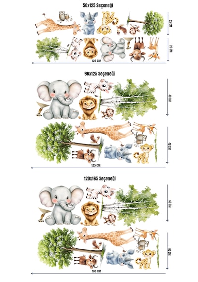 Orman Hayvanları Çocuk Odası Duvar Sticker Seti 02