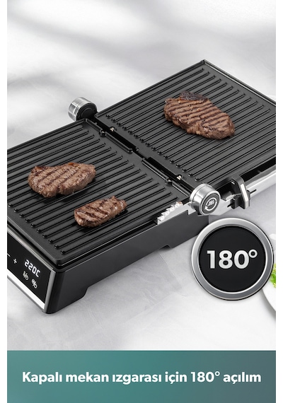Homend Grilliant 1341h Inox Gövdeli, Döküm Plakalı, 5 Programlı, Led Ekranlı Tost Ve Izgara Makinesi