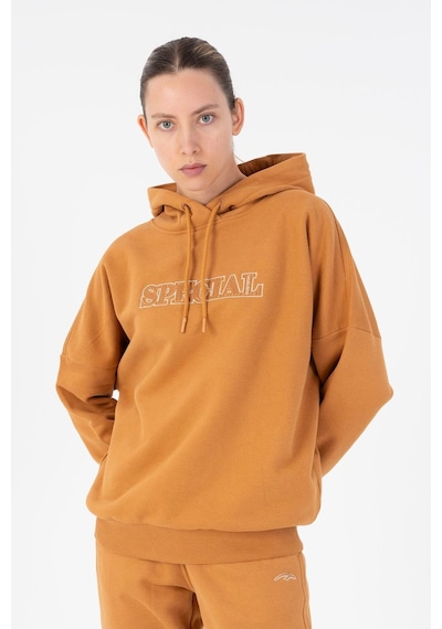 Maraton Oversize Kadın Bisiklet Yaka Karamel Sweatshirt Karamel