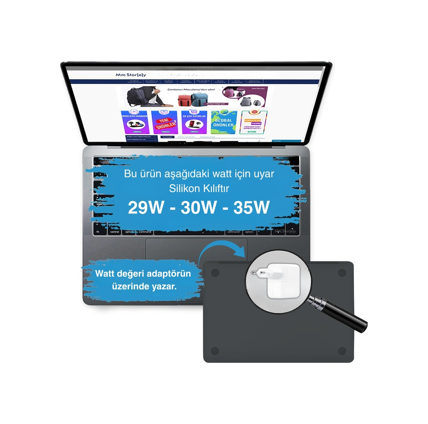 Apple Uyumlu MacBook Air 13.6 M2 M3 35w Ve Air 13 M1 30w Adaptör Kılıfı Küçük Gövde Kablo Koruma Organizer Pembe