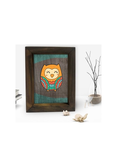 Bk Gift Baykuş Tasarımlı Dekoratif Doğal Masif Ahşap Çerçeve 15X2 (500609998)