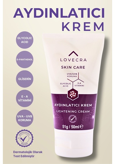 Aydınlatıcı Krem El Bakım E & A Vitamini Ton Eşitleyici Nemlendirici Gliserin Aha D-panthenol 50ml