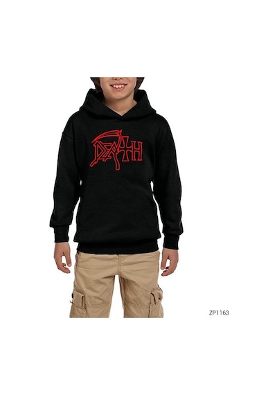 Zepplin Giyim Death Red Logo Siyah Çocuk Kapşonlu Sweatshirt