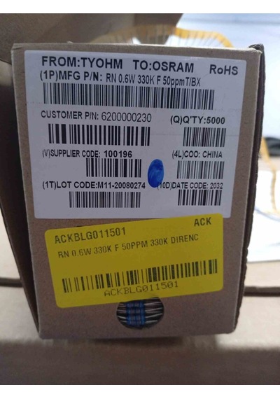 Rn 0.6w 330k F 50ppm 330k Direnç 500 Adet