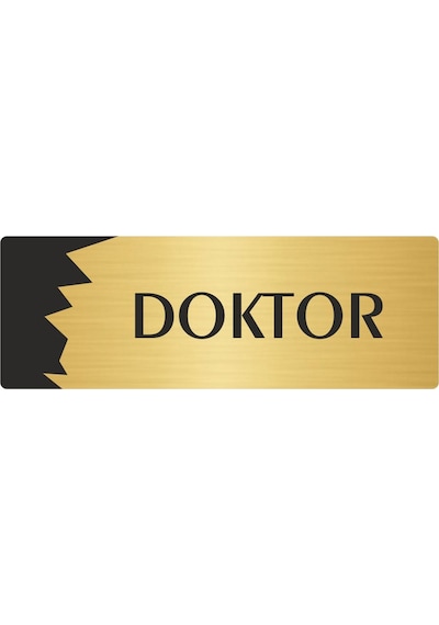 Metal Departman Kapı İsimliği, Yönlendirme Levhası Doktor 7x20 Cm Altın Renk